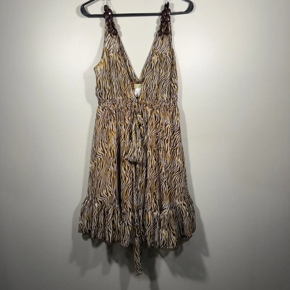 Moon Collection Dress Brown Yellow White Tiger Print Sleeveless Medium - Picture 1 of 9